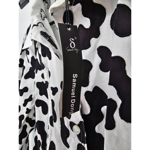 Samuel Dong Size XL Womens Top Black White Button Up Shirt NWT - Picture 4 of 6